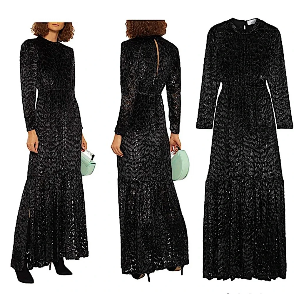 A.L.C. Black Lace Long Sleeve Maxi Dress - Picture 1 of 10